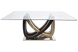 mesa comedor cristal transparente extensible Transparente marron DRW Mesa de Comedor de Cristal y MDF en Transparente y Marrón 180x90x76cm