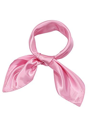 Silk Like Neck Scarf Square Scarf Satin Headscarf ascot Neck Scarves for Women(23.62 x 23.62 Inches,Pink)3