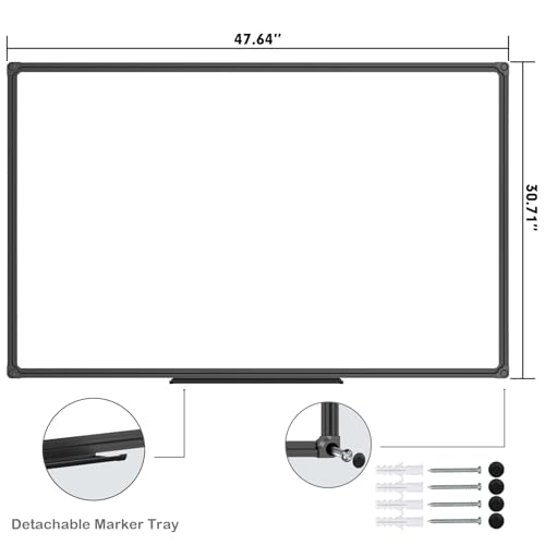 JILoffice Magnetic Whiteboard/White Board, Dry Erase Board 48 x 31 Inch, Black Aluminum Frame Wall Mounted Board for Office Home and School - Thumbnail 6
