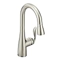 Moen Arbor Spot Resist Stainless One-Handle Pulldown Bar Faucet Featuring Reflex, Single Hole Kitchen Sink Faucet, 5995SRS