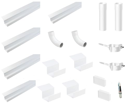 Gartenhaus Kastendachrinnenset bis 5,20 Meter Aluminium weiß Simpel