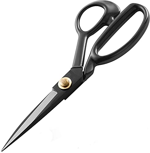 HOME BUY Fabric Scissors 9 inch Heavy Duty Scissors for Leather Sewing shears for Tailoring Industrial Strength High Carbon Steel Tailor Shears Sharp for Home Office Artists Dressmakers (Black, 9″)