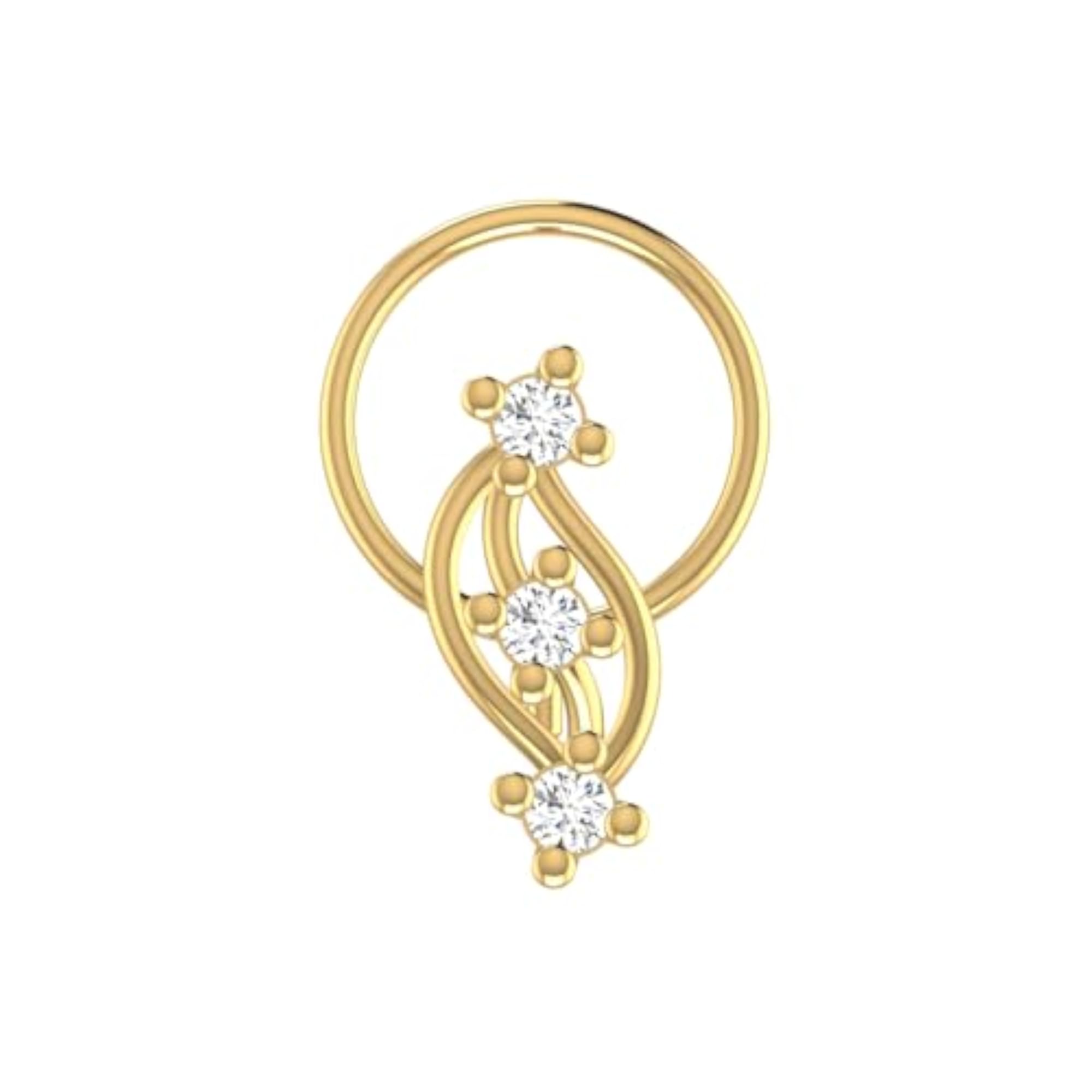 Women's 14Kt Yellow Gold Stud Nosering, Elegant Design