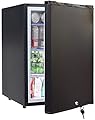 SMETA 12V RV Refrigerator 1.7 Cu.Ft Mini Camper Fridge with Lock and Key AC/DC 110V/12v Quiet Absorption Compact Refrigerator for RV Semi Truck Patio Car with Reversible Door Beverage Cooler, Black