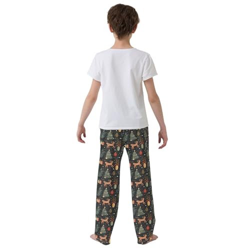 ALAZA Christmas Reindeer Tree Leaf Winter Pajama Pants Long Sleep Pant Pajama Bottoms Elastic Waist with Pockets3
