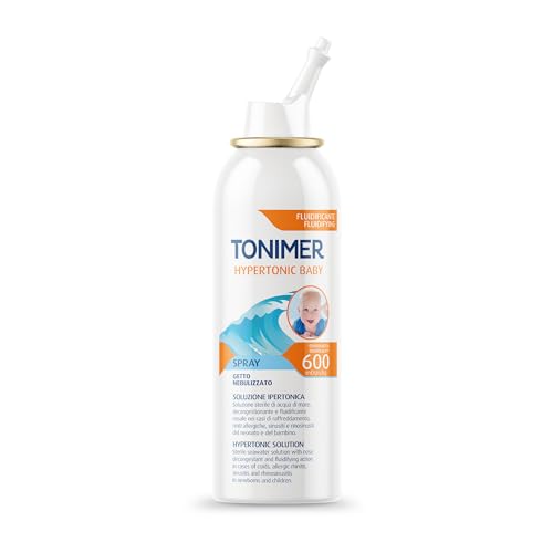 Tonimer Hypertonic Baby Spray Solución Estéril con Agua de Mar, Para la Descongestion Nasal, Recién Nacidos y Niños, Osmolalidad 600 mOsm/kg, 100 ml