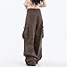 monikawa Y2K Aesthetic Cargo Track Pants, Cyber Fairy Grunge Pants, Casual Wide Leg Trousers Joggers, Retro, Big Pocket, Pyjama (Brown,Medium)