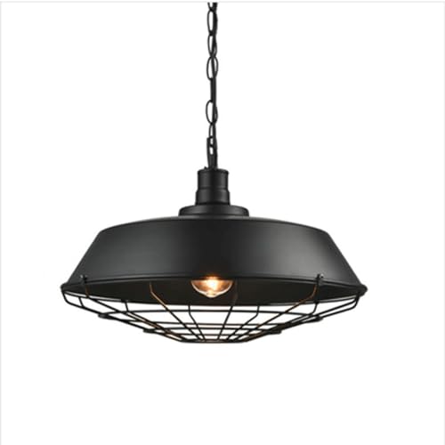 Luminaire industriel en fer forgé noir de 46 cm pour éclairage d'escalier