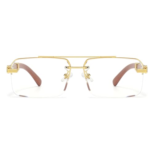 Image of Gleyemor Mens Sunglasses Fashion Rimless Rectangle Sunglasses Square Frameless Sunglasses for Men