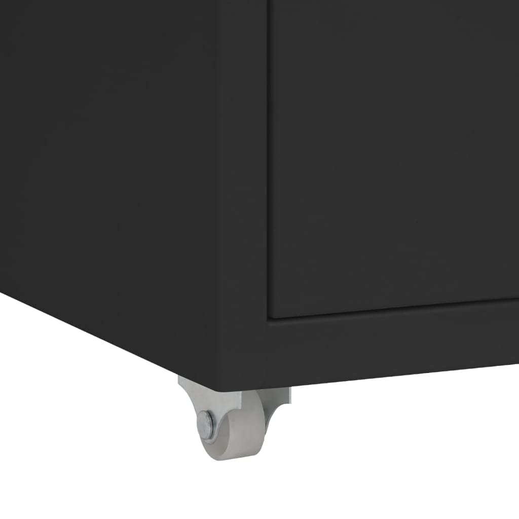 Brokky Schedario Mobile Nero 28x41x69 cm in Metallo-Cassettiera,Mobiletto da Ufficio con Serratura,Regolabile per Cartelle Sospese,Superficie Testurizzata,per Ufficio,Studio
