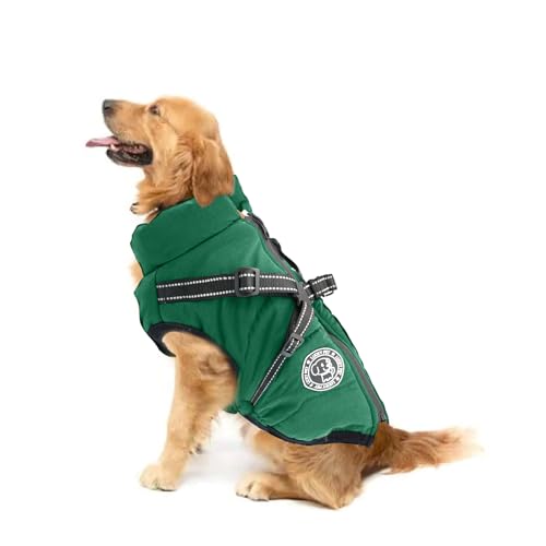Wasserdichter Hundemantel mit Geschirr, Warmer Winter-Hundemantel, Hundejacke, Hundeweste für kleine und mittelgroße Hunde