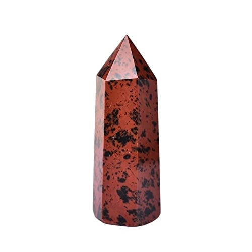 Obsidienne rouge naturelle obélisque hexagonal pointe quartz 7-8cm - 2