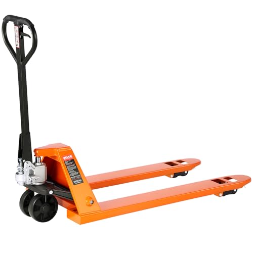 VEVOR Pallet Jack, 6600 lbs Load Capacity, Manual Pallet Truck with 48L x 27W Inch Forks for Material Handling, 3.35-7.1 Inch Fork Lift Height Range, Suitable for Warehouse, Supermarket, Manufacturing