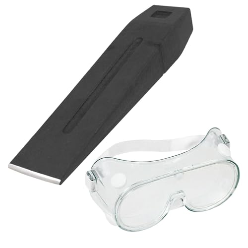 SPARES2GO Log Splitter Chisel Wedge 2.5KG 6lb 10 Wood Splitting Maul + Adjustable Safety Goggles Kit
