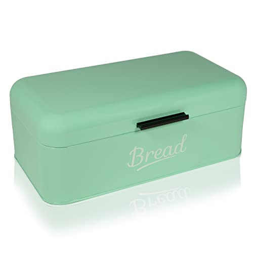 DRULINE Porta Pane Metallo Portapane Scatola Salvaspazio Cestino per Il Contenitore Conservazione Cucina Ufficio PIC-Nic di Alta qualità Verarbeitetes Metallblech Grande 16,5x42x23cm (L/B/H) Menta