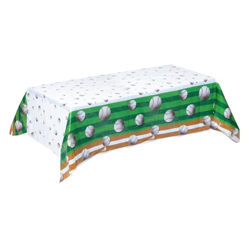 BESTYASH Mantel Rectangular de PE para Buffet y Bar, Diseño Sencillo y Delicado con Tema de Béisbol, Adecuado para Ambientar Mesas en Fiestas Deportivas