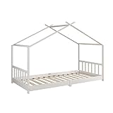 bett mit lattenrost und matratze 140x200 Livinitys Kinderbett Fredericke hat ein schönes, offenes Hausbett-Design mit einer angenehmen Schlafnähe zum Boden - ein ideales Spielbett für Kinder.