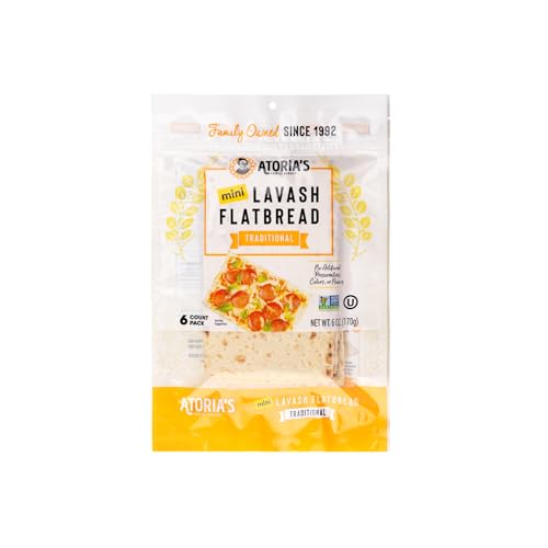 Atoria's Family Bakery Mini Traditional Lavash Flatbread 8 Pack | 48 Individual Mini Lavash Wraps | Fresh Baked, All Natural, GMO Free, and No Artificial Preservatives or Flavors 8-Packs of 6 Sheets (48 Sheets)