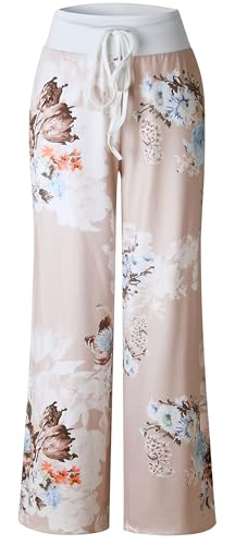 Image of Women Pajama Pants Comfy Lounge Wide Leg Casual Stretch Palazzo Drawstring Pj Bottoms Pants S-3XL