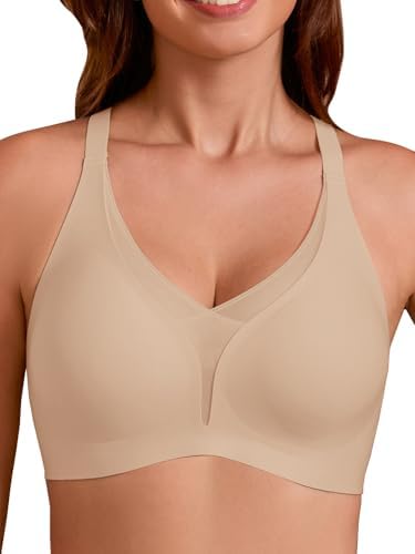 COCOMARTS Jelly Bras for Women No Underwire Push Up Deep V Mesh Comfort T Shirt Bralette Wireless Seamless Everyday Bra