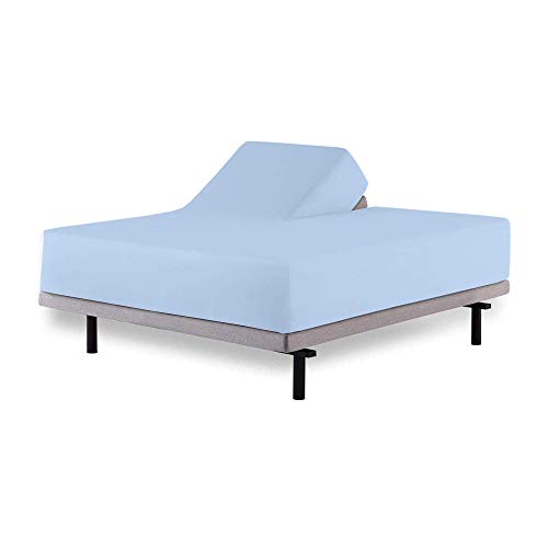 Bettlaken-Sets für verstellbare Betten, halbgeteilte King-Size-Bettlaken-Sets für verstellbare Betten, tiefe Taschen, 99.1 cm, geteilte Oberseite, King-Size-Bettlaken, hellblau, einfarbig Cover