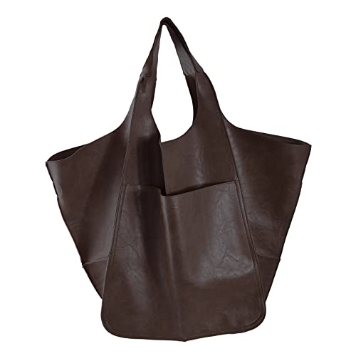 Image of KlaOYer Oversized Leather Tote Bag Huge Capacity Work Hobo Pu Leather Bucket Purse And Handbag Large Soft Travel Shopping Bag