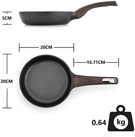 SENSARTE 20cm Nonstick Frying Pan Skillet Omelette Pan Cooking Pan with Woodgrain Handle,Egg pan Chef's Pans for All Stove Tops,Healthy and Safe Nonstick Cookware,PFOA Free,Induction Compatible 20cm