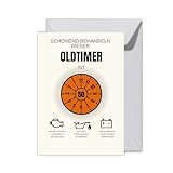 WBdesignz XXL Geburtstagskarte „Oldtimer   50 Jahre“ mit Umschlag   Lustige TÜV Plaketten Optik in Orange & Schwarz   Humorvolle Glückwunschkarte für Männer, Frauen zum 50. Geburtstag (XXL DIN A4)