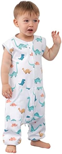 Baby Sleeping Sack, Toddler Sleep Sacks with Feet, 2T-3T Sleep Sack Toddler, Toddler Sleeping Sack with Legs, Sleeveless Light Weighted Sleep Sacks Baby Boys or Girls (Dinosaurs, Large (2T-3T))