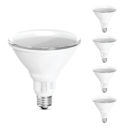 Feit Electric PAR38 Motion-Activated Security LED Flood Light Bulb, 100W Equivalent, 1050 Lumens, 5-Color Adjustable White, Non-Dimmable, Ideal for Patios and Porches, PAR38100/5CCTCA/MM/4, 4 Pack