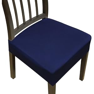 Stretch Seat Covers for Dining Room Chairs Set of 6,Dining Chair Covers, Kitchen Chair Covers,Removable Washable Dining Room Chair Seat Cover,Chair Slipcovers Protector (Navy Blue)