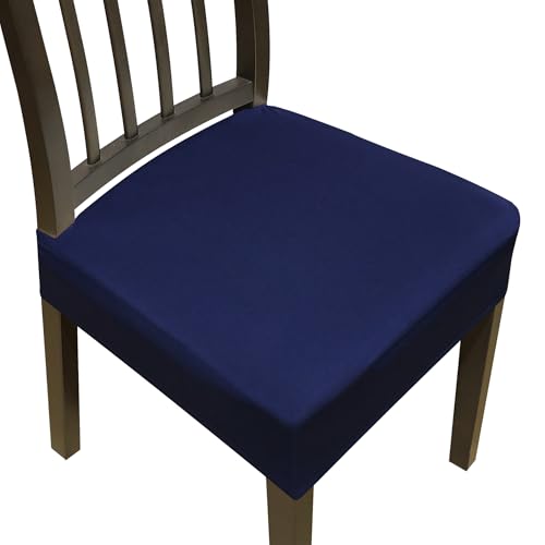 Stretch Seat Covers for Dining Room Chairs Set of 6,Dining Chair Covers, Kitchen Chair Covers,Removable Washable Dining Room Chair Seat Cover,Chair Slipcovers Protector (Navy Blue)