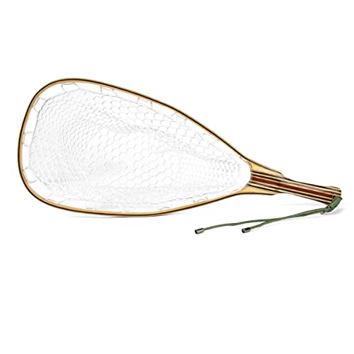 Yamuduo Fly Fishing Landing Net - Thoughtful Design Handcrafted Wooden Trout Net Knotless Soft Rubber Mesh And Lanyards Magnetic Release(Not Included) (Y-005-A1-Special) #TOP2