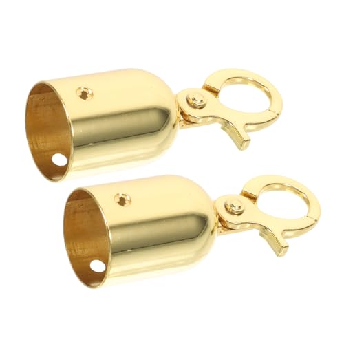 HOOTNEE 2pcs Rope End Stop Handrails Cord Locks Post Queue Rope Ends Crowd Control Barriers Snap Rope Fittings Hooks Stanchion Rope Hooks Crowd Control Rope Ends Bell Plug Golden