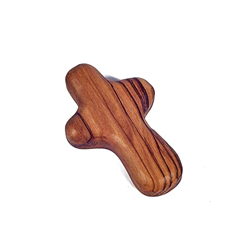 SHUCK24 Discreta cruz de madera de olivo, hecha a mano en tierra sagrada Cover