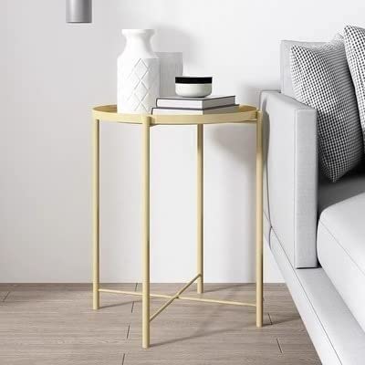 Chevet petite table basse fer balcon jaune meuble d'appoint d'angle chambre