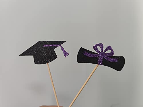 2023 Graduation Cupcake Toppers Purple And Gold Glitter, Congrats Grad Cupcake Toppers 2023 Cupcake Toppers Graduation,Cupcake Picks Graduation 2023 For Graduation Party Decorations 2023 Purple #TOP2
