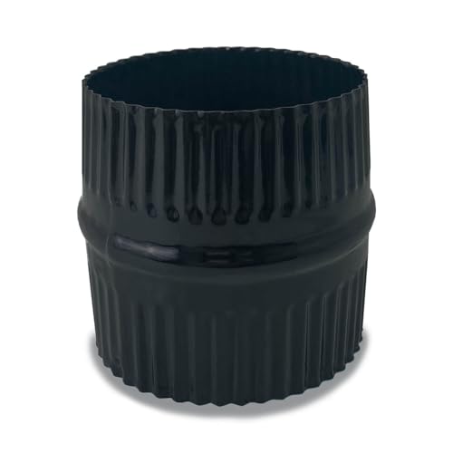 CAEXVEN Manguito Unión Tubo Chimenea 150mm Macho-Macho - Acero Negro Vitrificado para Estufas - Empalme Doble Macho - CAEXVEN