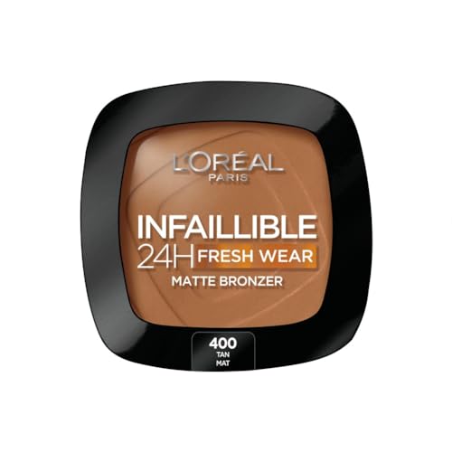 L'Oréal Paris, Polvos Compactos Mate, Efecto Bronceado Facial de Larga Duración, Infallible 24H Fresh Wear, Tono: Mat 400, 9 g
