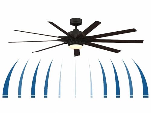 Fanimation Odyn Custom 72 inch Indoor/Outdoor Ceiling Fan with LED CCT Select Light Kit - Black with Weathered Wood blades thumbnail 2