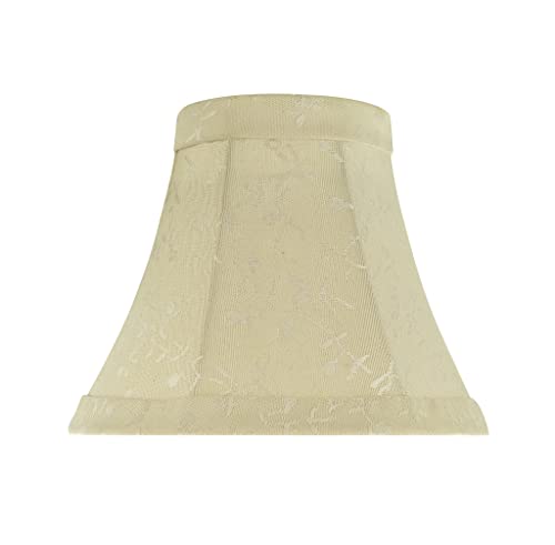 Aspen Creative 30011 Small Bell Shape Chandelier Clip-On Lamp Shade, Butter Crème Checkered Pattern, 3" Top x 6" Bottom x 5" Slant
