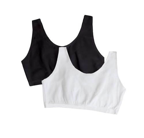 Image of Sports Bra for Women & Girls, Cotton Non-Padded Full Coverage Beginners Activewear Training Bra for Teenager Kids