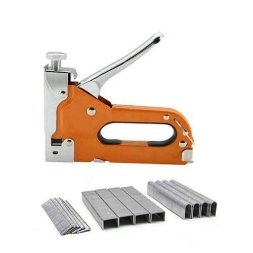 Grapadora 3 en 1 de alta resistencia con 600 clavos de acero inoxidable, herramienta de mano de carpintería de metal, grapadora manual para decoración de bricolaje, muebles de pared de madera,