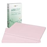 California Design Den Luxuriously Soft Premium 600 Thread Count, 100% Cotton Set of 2 Cases, Crisp Blush Standard Pillowcases Fits Standard & Queen Pillows (Blush Pink)