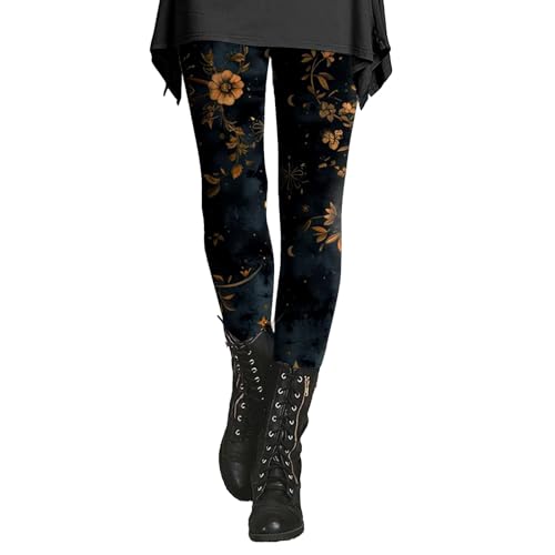 Leggings de otoño e invierno para mujer, con estampado artístico, suaves, elásticos, Características: pantalones acampanados de yoga, azul, M
