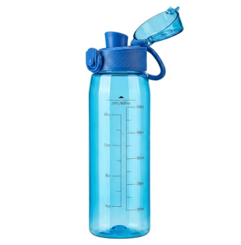 Image of GOPPUS 20oz Kids Water Bottle with Time Marker & Handle, Tritan BPA-Free, Reusable Leakproof Anti-Dust Everyday,Clear Kids Water Bottles For School,Car Travel, Gifts Boys Girls(Blue)