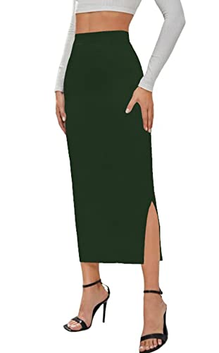 Image of Dream Beauty Fashion Casual Polyester Blend with Side Slit Black Skirt /Petticoat /Shapewear (Venue Skirt-1P)