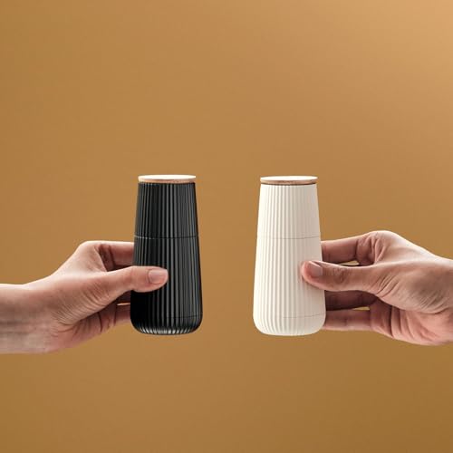 AdHoc MP150 Scape Pfeffer- und Salzmühlen Set, Relief-Design, Schwarz & Weiß, mit CeraCut® Keramikmahlwerk, stufenlos einstellbar, leicht & benutzerfreundlich, in Geschenkverpackung