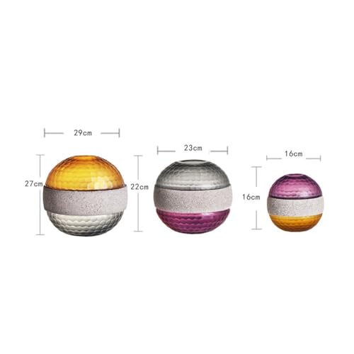 Vase maison bicolore style papier ciment JFDBGU à forme boule ronde unique - 5