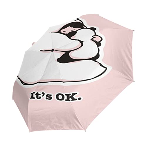 Parapluie Pliant Panda Rose Automatique - Solution Anti-Vent et Anti-UV pour Enfant et Adulte